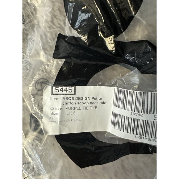 ASOS DESIGN Petite chiffon scoop neck midi slip dress purple tie dye print 2 New - Picture 13 of 16